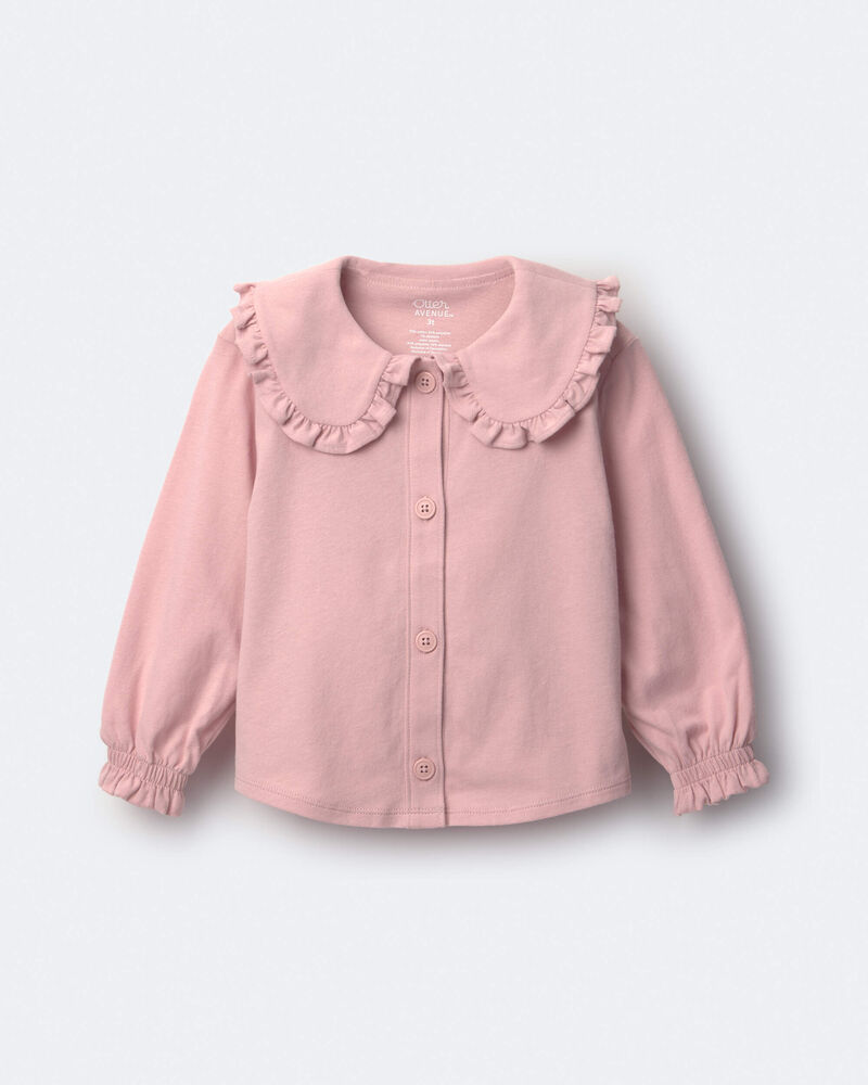 Toddler Girl Peter Pan Collar Top - Blush, image 2 of 5 slides
