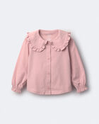 Toddler Girl Peter Pan Collar Top - Blush, image 2 of 5 slides