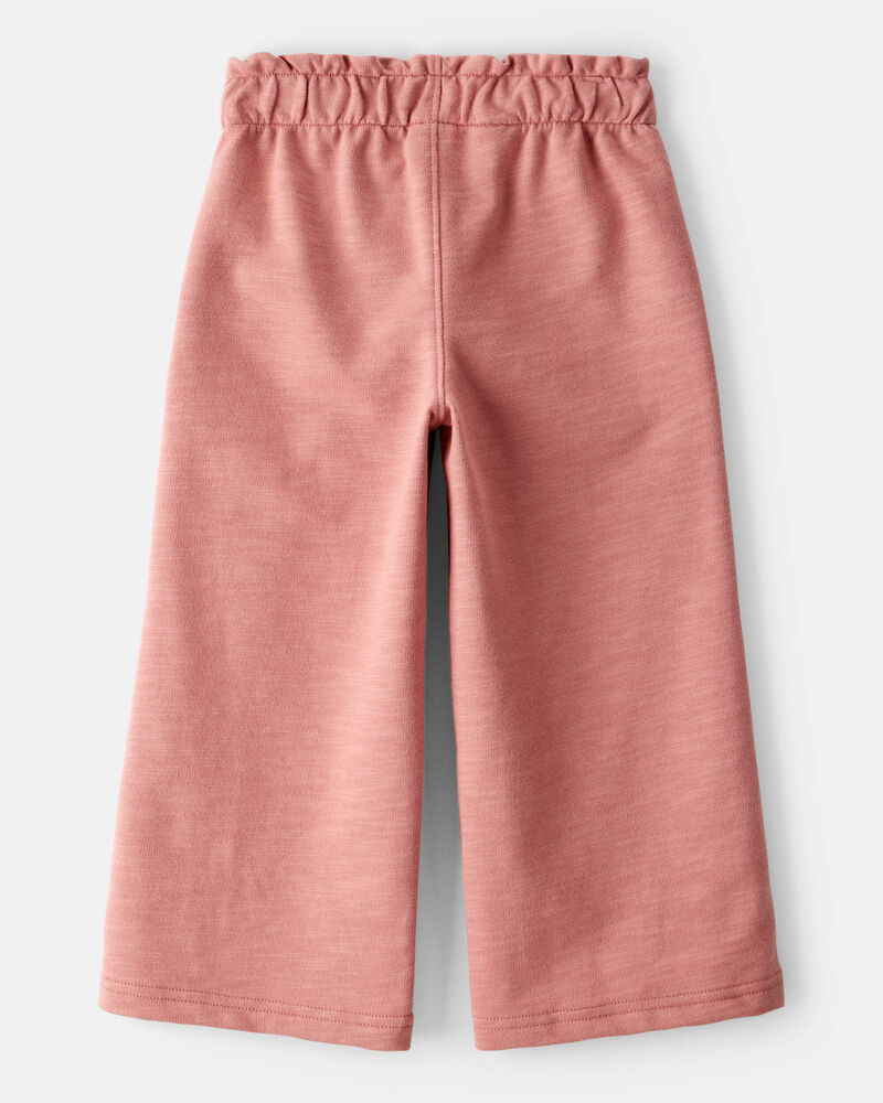 Toddler Girl 100% Cotton Wide-Leg Pants - Pink, image 2 of 6 slides