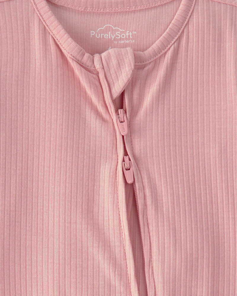 Baby Girl 2-Way Zip PurelySoft Sleeper - Pink, image 2 of 8 slides