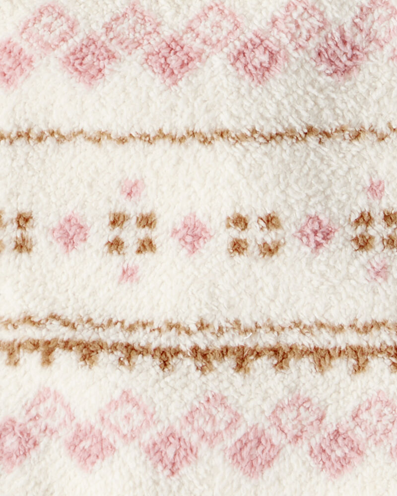 Baby Girl 3-Piece Fair Isle Sherpa Vest Outfit Set - Pink, image 3 of 4 slides