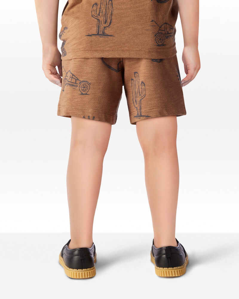 Toddler Desert Print Pull-On Cotton Shorts - Brown, image 3 of 6 slides