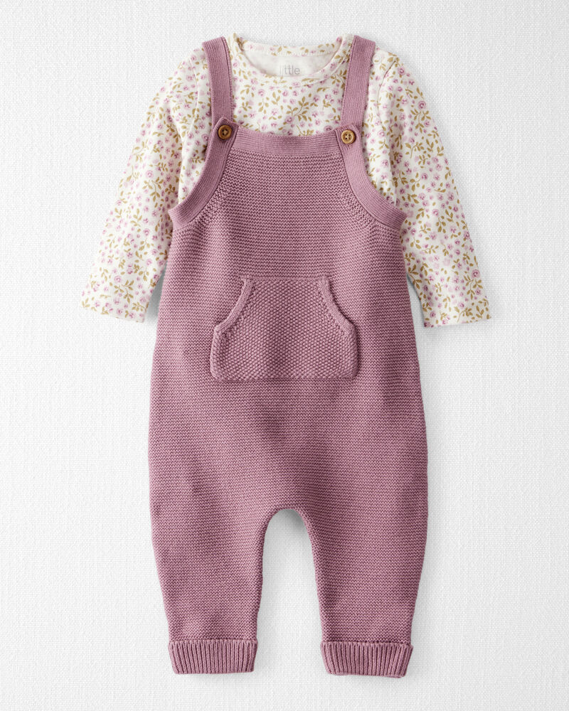 B&eacute;b&eacute; gar&ccedil;on - Ensemble de salopette en coton biologique &agrave; imprim&eacute; floral en 2 pi&egrave;ces, image 1 sur 6 diapositives