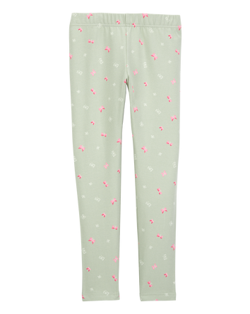 Kid Floral Stretch Leggings - Green, 