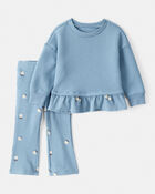 Baby 2-Piece Floral Top & Pant Set - Blue, image 1 of 5 slides