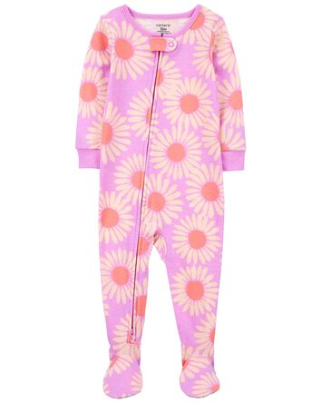 1-Piece Sunflower 100% Snug Fit Cotton Footie Pyjamas, 