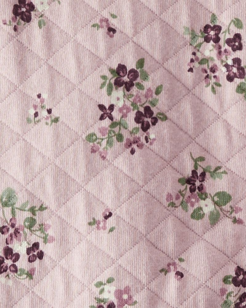 Baby Quilted Double Knit Floral Pram Made with Organic Cotton, image 3 of 4 slides