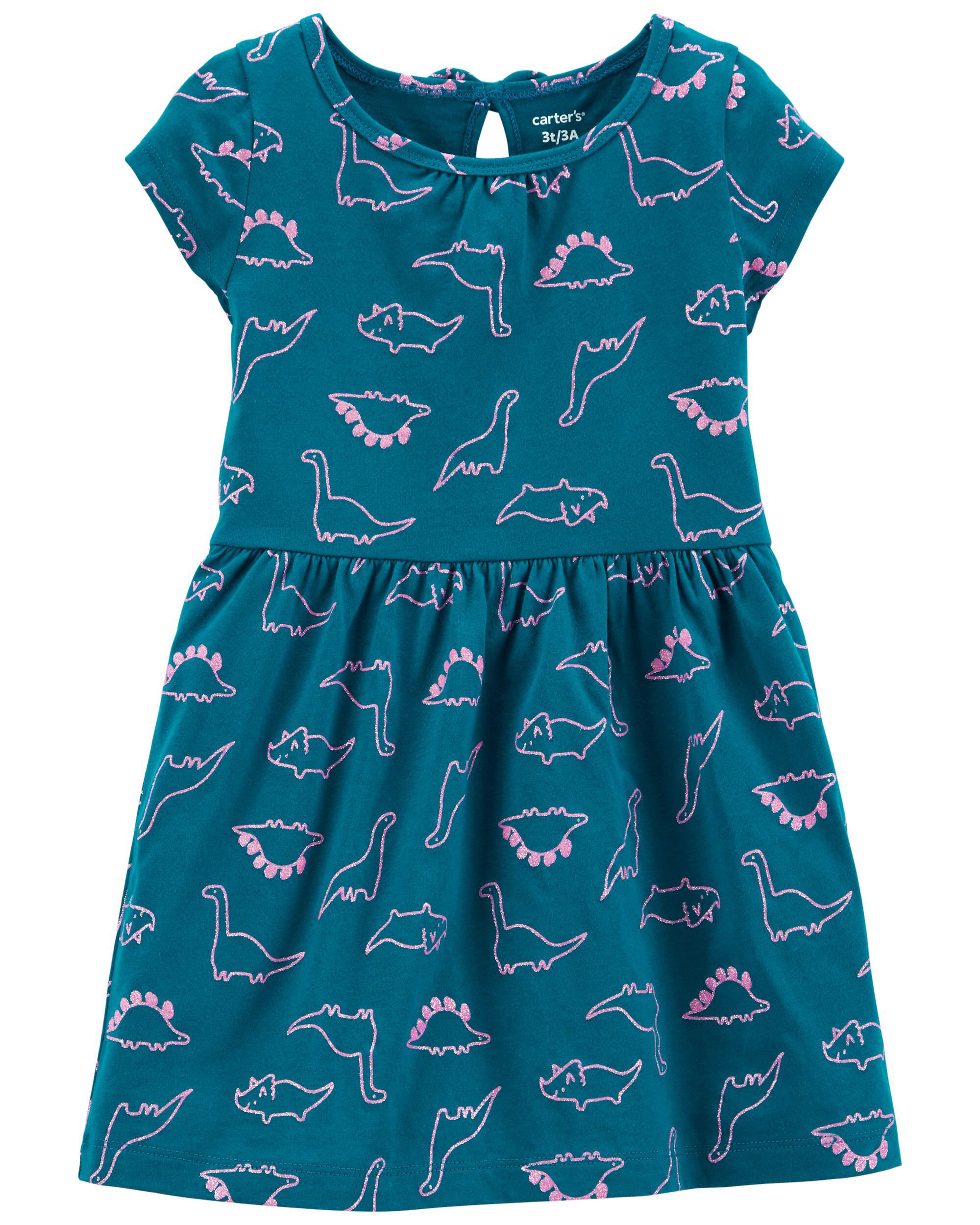 Teal Dinosaur Jersey Dress Carter s Oshkosh Canada