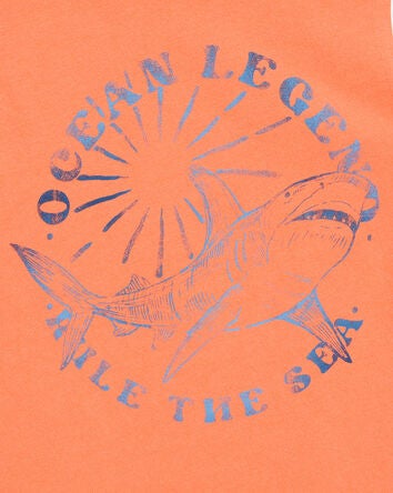 Kid Shark Surf Slogan Tank - Orange, 