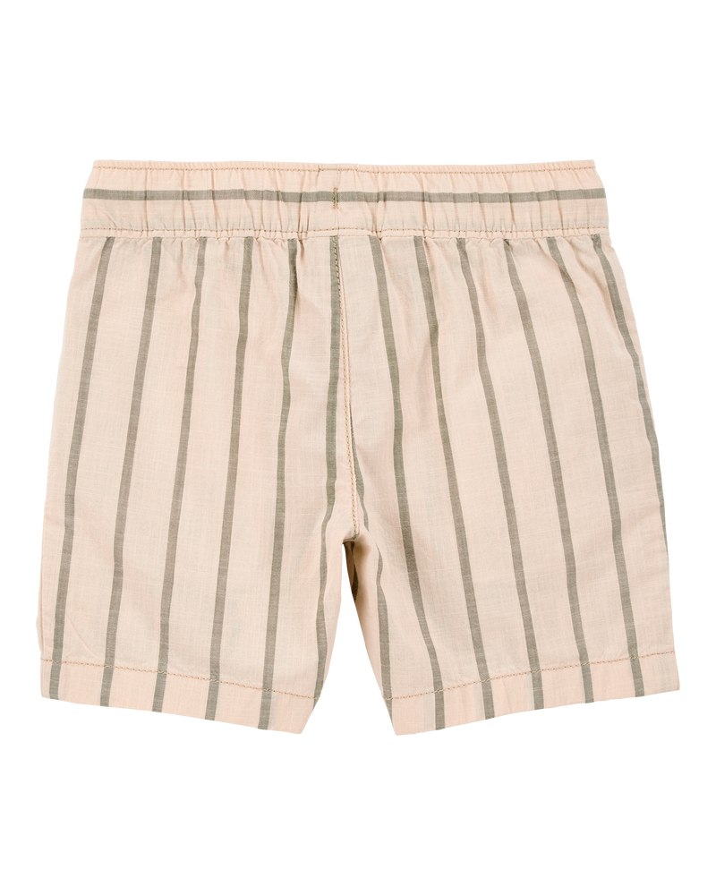 Toddler Striped Drawstring Shorts - Khaki, image 4 of 7 slides