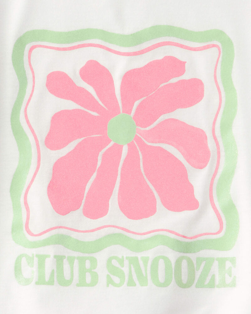 Filles - Pyjama ample 2 pi&egrave;ces &agrave; manches courtes, fleur &laquo;Club Snooze&raquo; - Ivoire/Vert, image 4 sur 5 diapositives