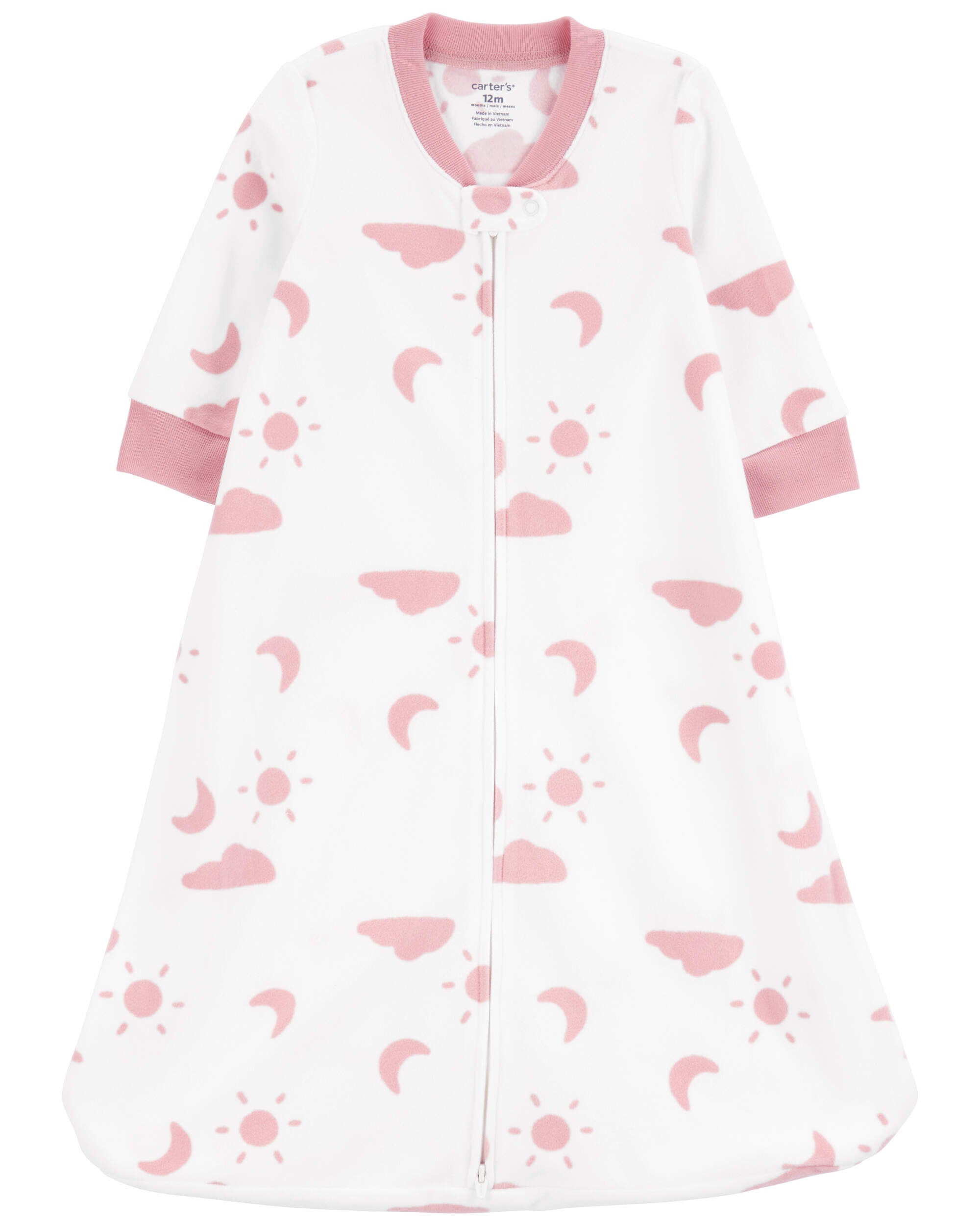 White Pink Baby Cloud Fleece Sleep Bag Carter s Oshkosh Canada