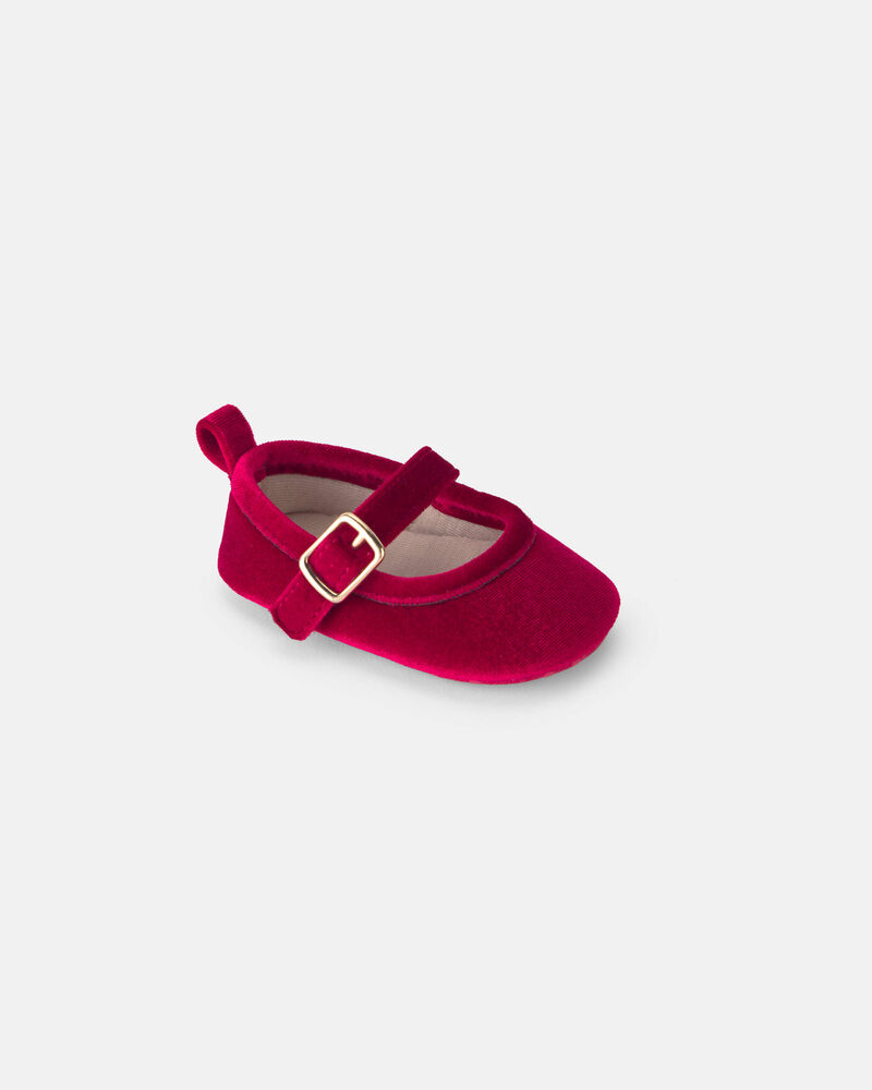 Baby Girl Mary Jane Velvety Flats - Red, image 1 of 6 slides