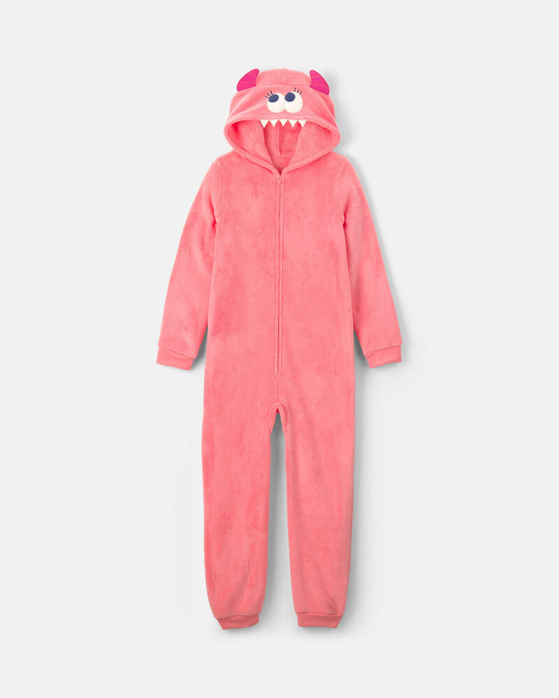 Girls 1-Piece Monster Halloween Fleece Pyjama Costume - Coral, image 1 of 4 slides