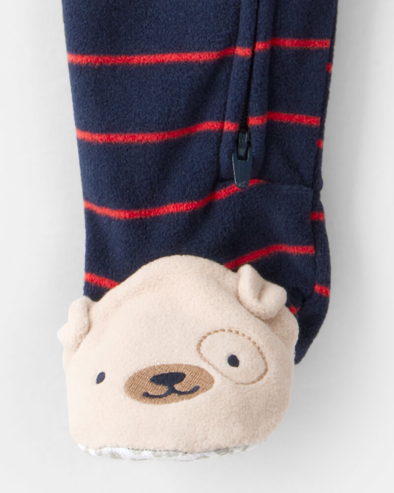 Tout-petit gar&ccedil;on - Pyjama une pi&egrave;ce ample en molleton &agrave; rayures &ndash; Bleu marine, image 3 sur 3 diapositives