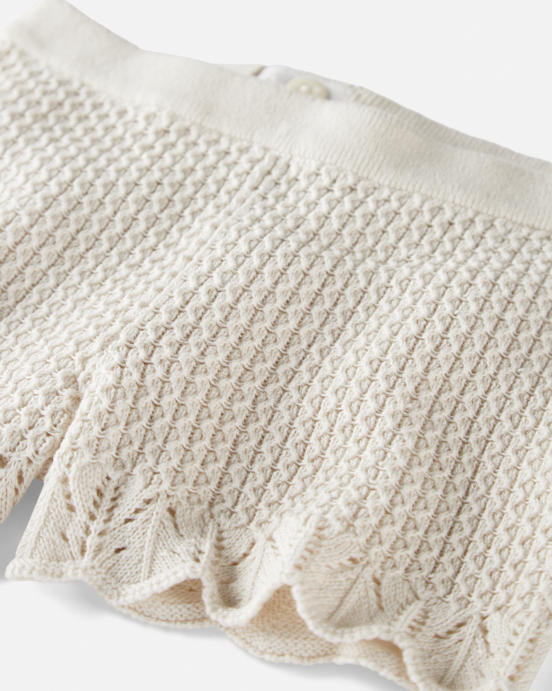 Toddler 2-Piece Organic Cotton Crotchet Knit Set-Cream, image 3 of 5 slides
