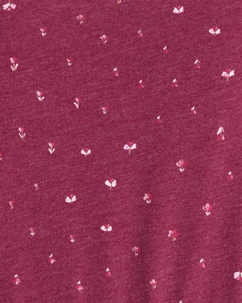 Girls Floral Long-Sleeve Dress - Maroon, image 3 of 4 slides