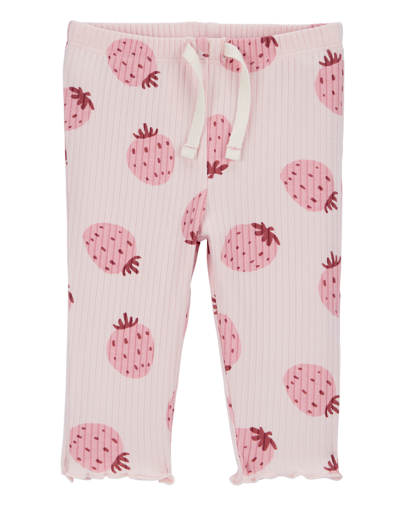 Baby Strawberry Pull-On Ribbed Pants, image 1 of 4 slides