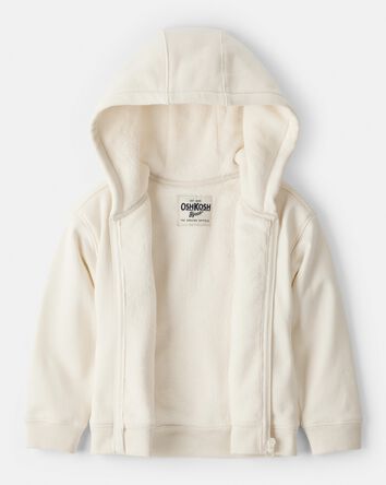 Toddler Girl Hooded Zip-Up Jacket - Cream, 