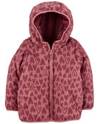 Toddler Heart Print Packable Puffer Jacket, image 3 of 6 slides