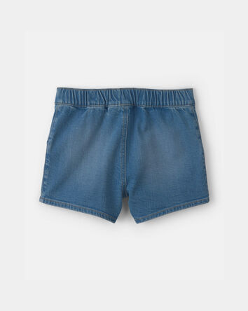 Girls Denim Button-Pocket Shorts - Medium Wash, 