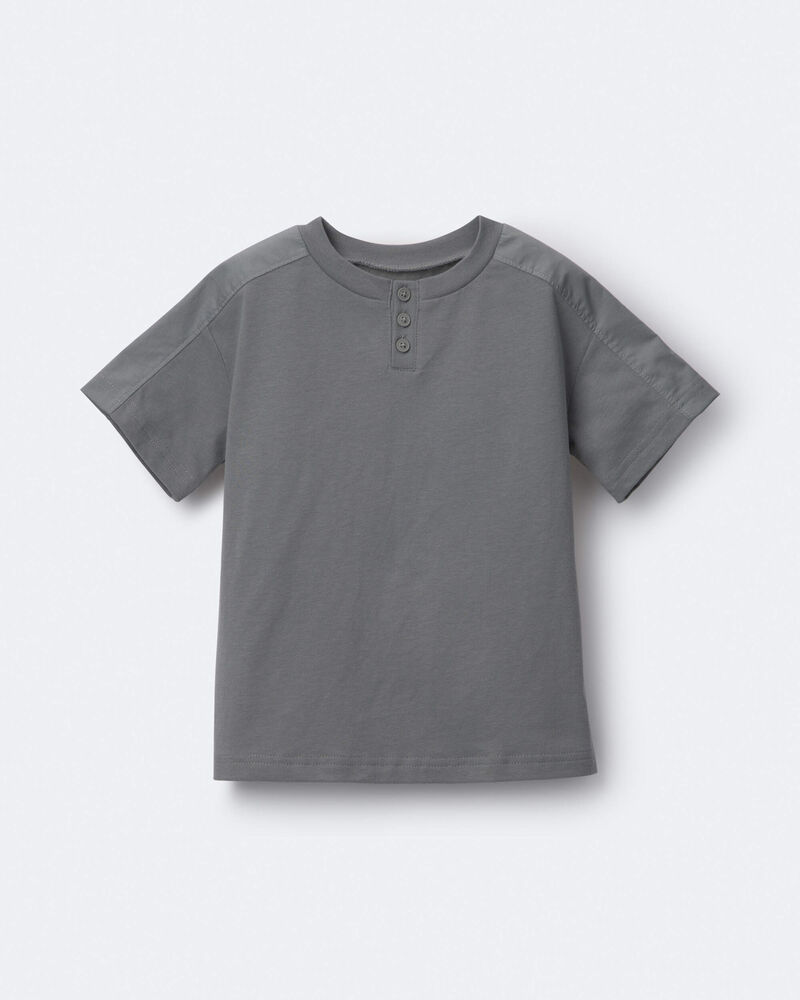 Toddler Boy Henley Tee - Dark Grey, image 1 of 2 slides