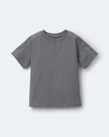 Toddler Boy Henley Tee - Dark Grey, 