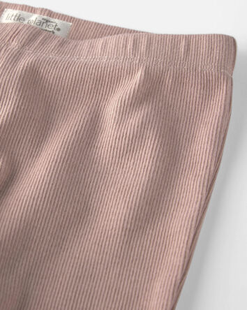 Baby Girl Organic Cotton Rib Footed Pants, 