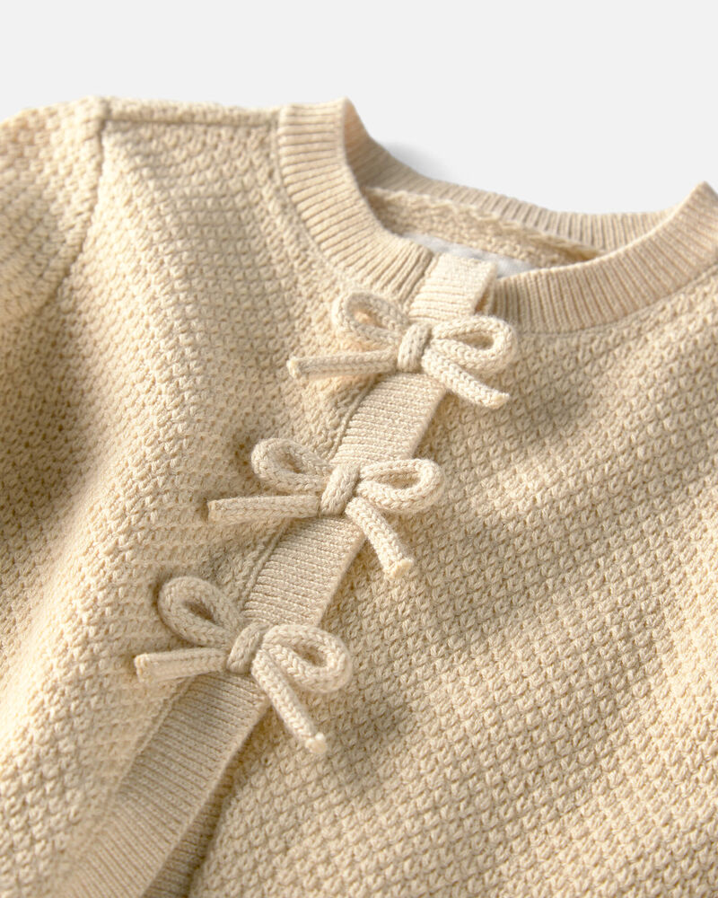 Baby Girl Organic Cotton Sweater with Bows, image 3 of 5 slides
