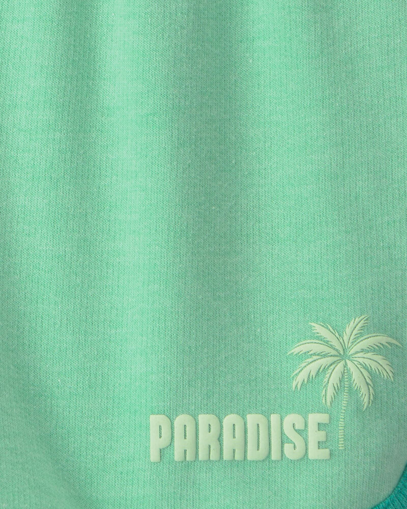 Girls 'Paradise' French Terry Shorts - Green, image 4 of 5 slides