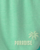 Girls 'Paradise' French Terry Shorts - Green, image 4 of 5 slides