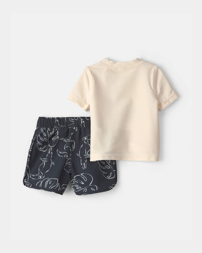 Baby Boy 3-Piece Rashguard Swimsuit Set - Black/Ivory, image 2 of 5 slides