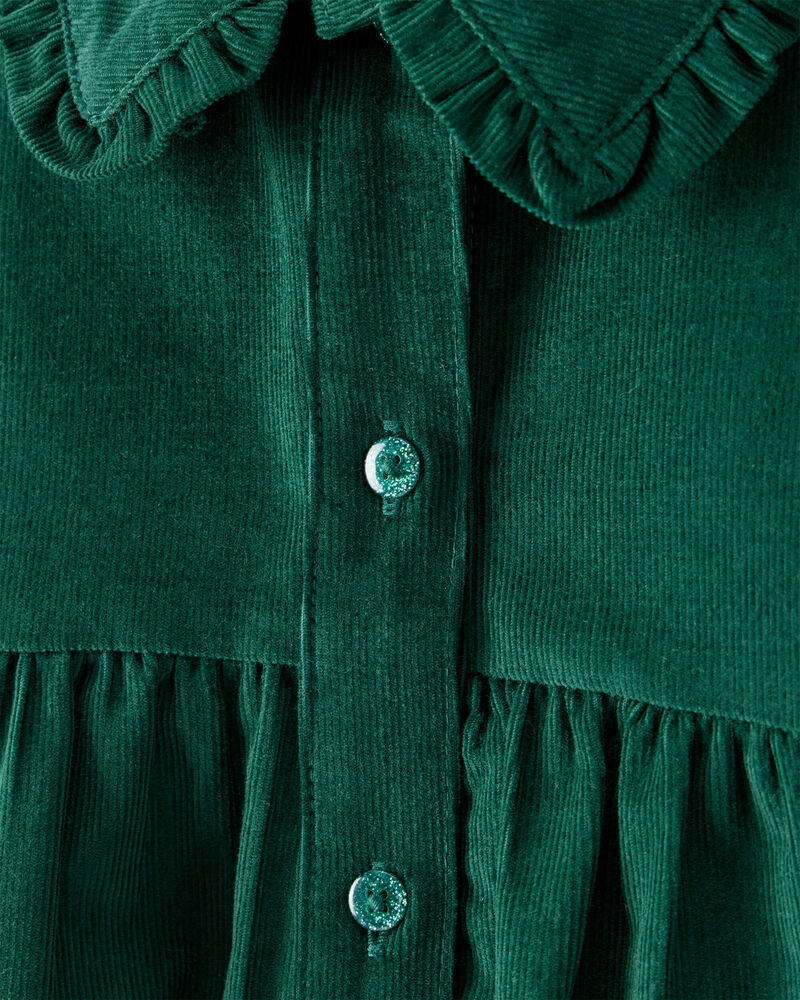 Toddler Girl Corduroy Long-Sleeve Occasion Dress - Green, image 3 of 5 slides