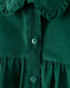 Toddler Girl Corduroy Long-Sleeve Occasion Dress - Green, image 3 of 5 slides