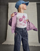 Girls 'Grow Wild Grow Free' Rose Floral Graphic Tee - Cream, image 3 of 7 slides