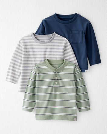 Baby 3-Pack Organic Cotton Long-Sleeve Stretch Jersey Tees, 
