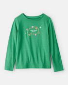 Girls St. Patrick's Day Shamrock Long-Sleeve Graphic Tee - Green, image 1 of 4 slides