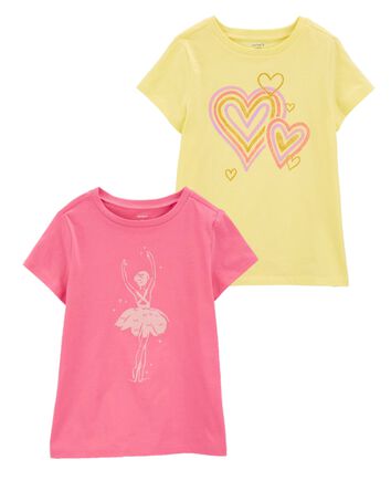 Kid 2-Pack Heart & Ballerina Graphic Tees, 