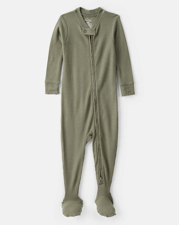 Bébé garçon - Pyjamas PurelySoft à manches longues à fermeture éclair 2 voies en une pièce - Vert, 