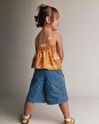 Toddler Girl Wide-Leg Cropped Pant in Chambray, image 4 of 7 slides