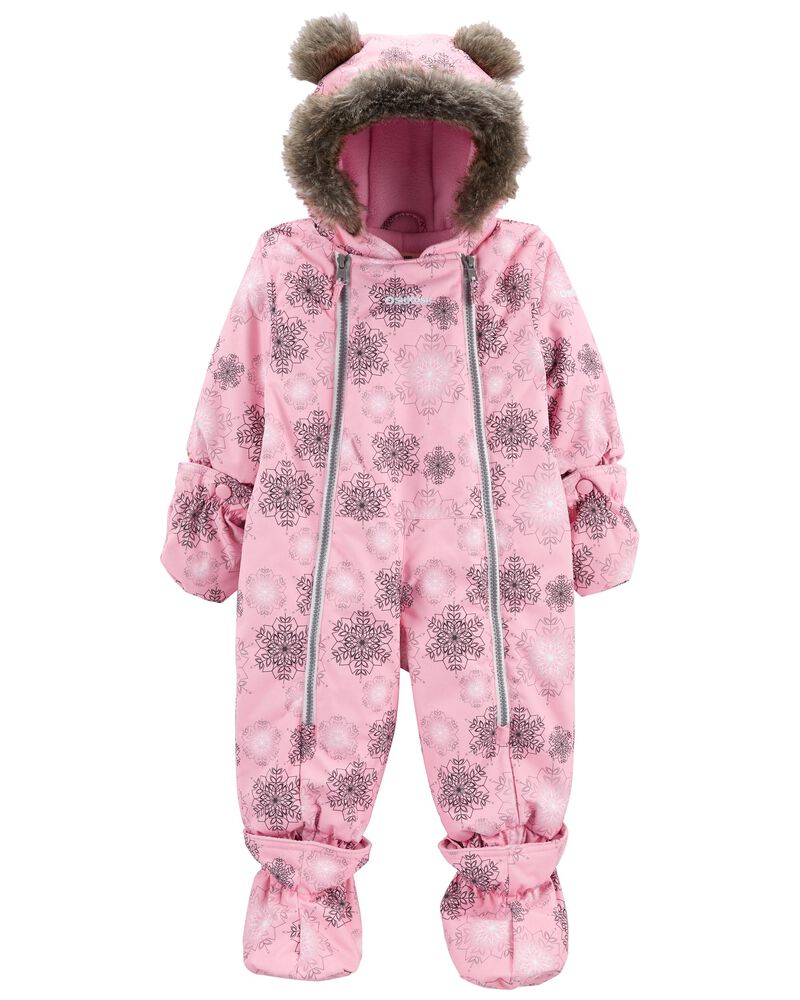 Pink, Grey Baby 1-Piece Snowsuit