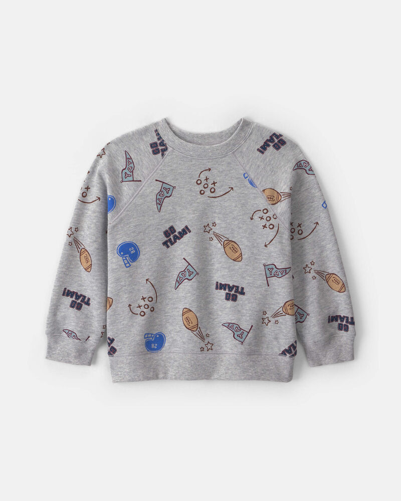 Toddler Boy Game Day Pullover Sweatshirt - Grey, image 1 of 3 slides