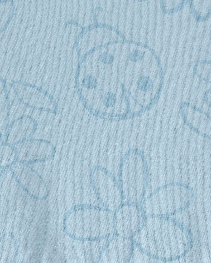 Tout-petit fille - Robe &agrave; manches courtes, fleurs et coccinelles - Bleu, image 3 sur 3 diapositives