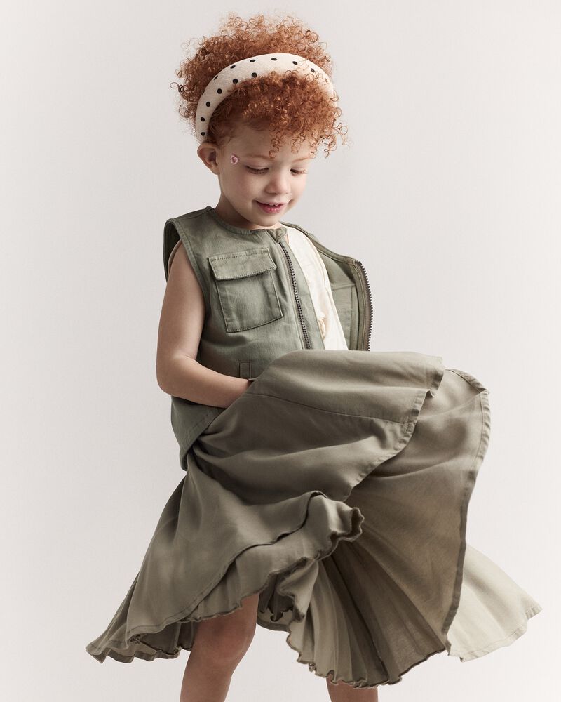 Toddler Girl Avenue Twirl™ Midi Skirt - Olive, image 2 of 8 slides