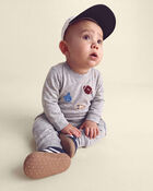 Baby Boy 2-Piece Varsity Long-Sleeve Bodysuit & Pant Set - Grey, image 6 of 7 slides