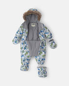 Baby Boy 1 Piece Dino Snowsuit- Grey, image 2 of 3 slides