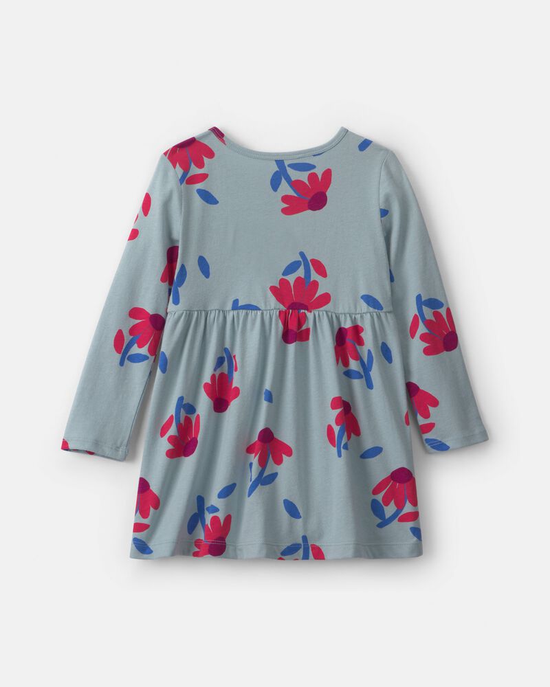 Toddler Girl Floral Long-Sleeve Dress - Blue, image 2 of 4 slides