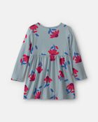 Toddler Girl Floral Long-Sleeve Dress - Blue, image 2 of 4 slides