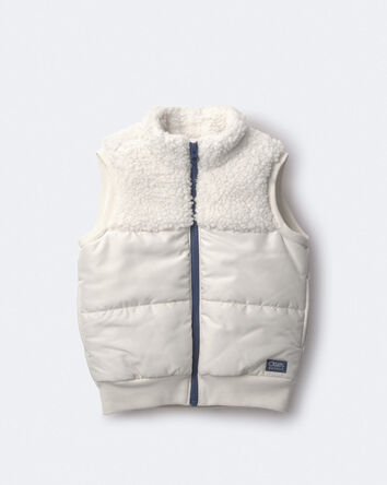 Tout-petit - Gilet matelass&eacute; de style ski en sherpa - Cr&egrave;me, 