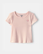 Toddler Girl OshKosh Logo Ribbed Tee - Pink, image 1 of 3 slides